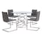 Armen Living April Contemporary Dining Chair in Brushed Stainless Steel Finish and Gray Faux Leather, PK2 LCAPSIBSGR - alternate 2